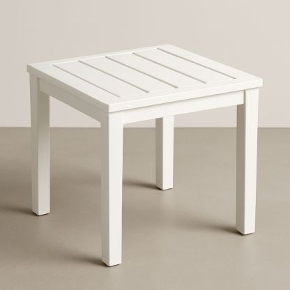 Quadratischer Gartentisch aus Aluminium, Weiß, 45 x 45 x 45 cm