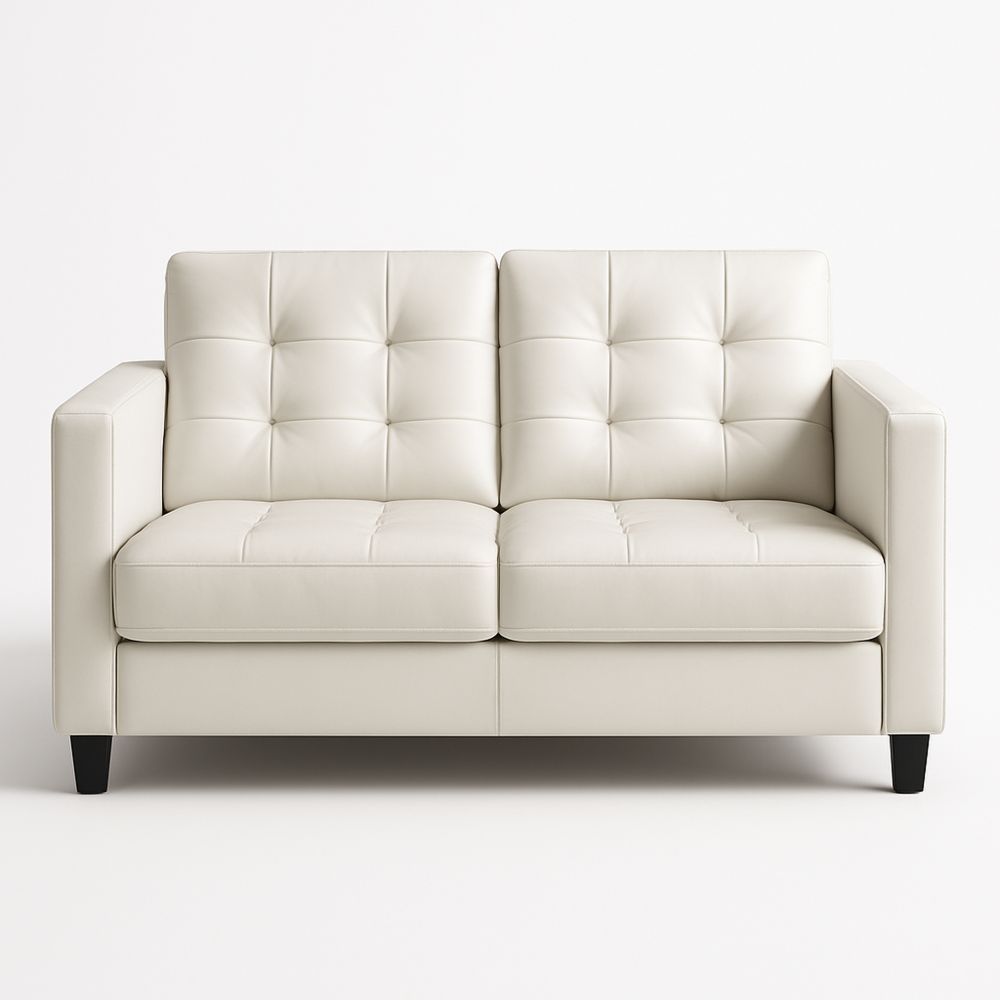 Zweisitzersofa Kunstleder Creme 190x90x85cm