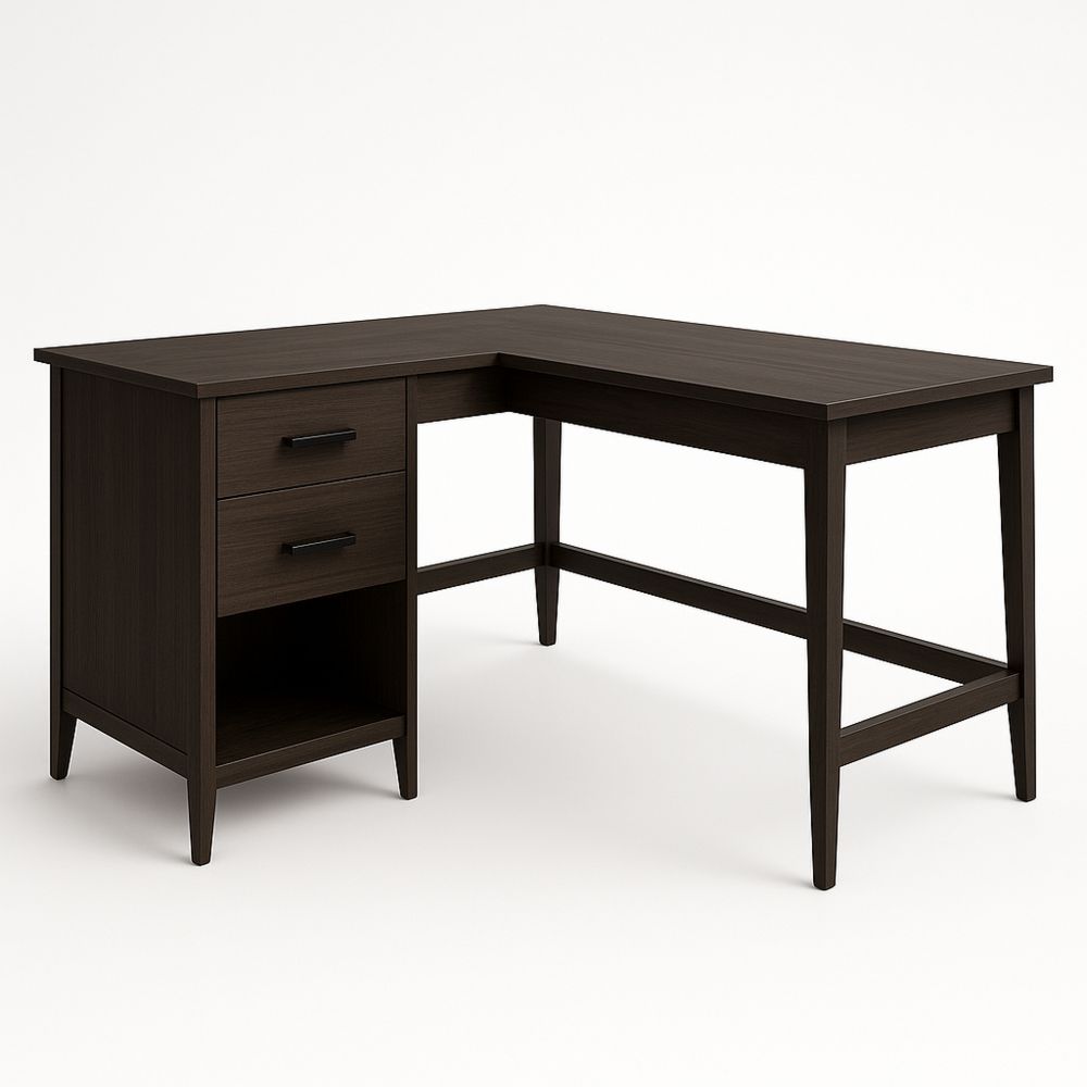 Eckschreibtisch aus Holz mit Schubladen Dunkelbraun
