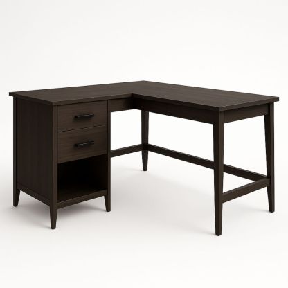Eckschreibtisch aus Holz mit Schubladen Dunkelbraun