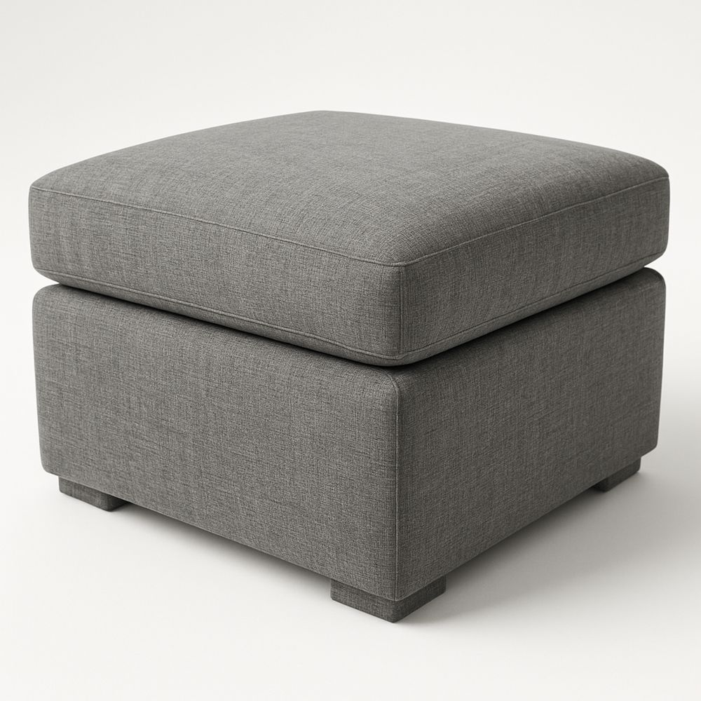 Grauer Leinen Sitzhocker 60x60x40 cm