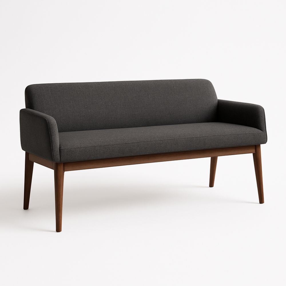 Dreisitzer Sofa Stoff Holzgestell Dunkelgrau