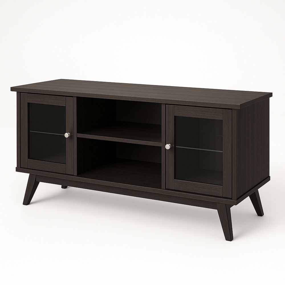 TV-Bank Holzglas Dunkelbraun 120cm