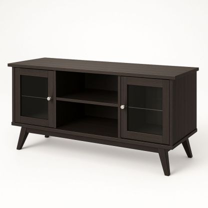 TV-Bank Holzglas Dunkelbraun 120cm