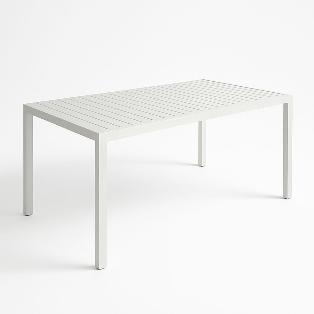 Rechteckiger Gartentisch aus Aluminium, Weiß, 180 x 90 x 75 cm