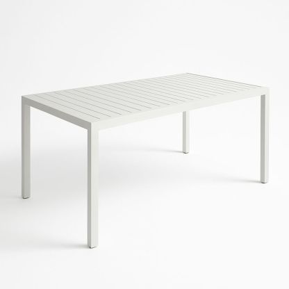 Rechteckiger Gartentisch aus Aluminium, Weiß, 180 x 90 x 75 cm