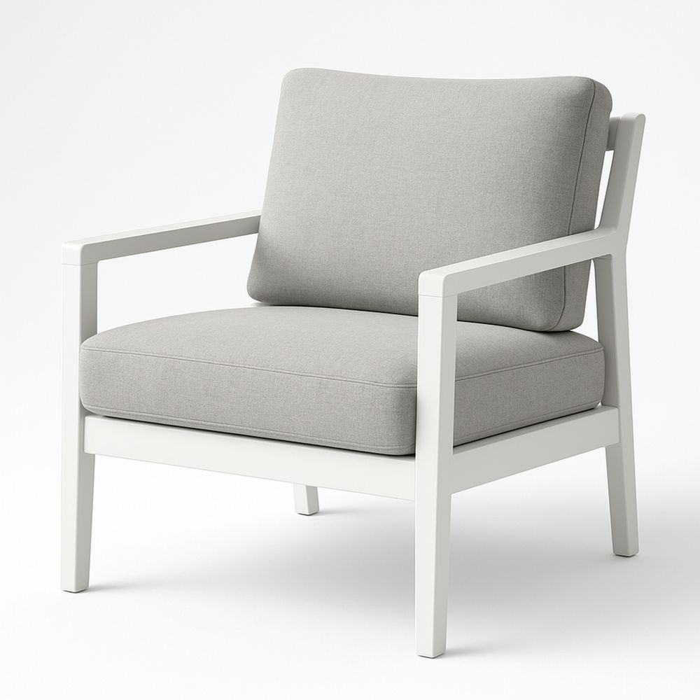 Grau Sessel Leinenstoff 80x80x75 cm Aluminiumrahmen