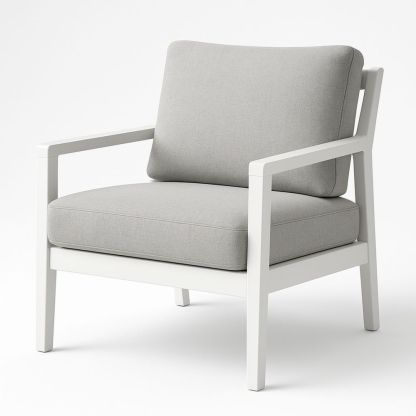 Grau Sessel Leinenstoff 80x80x75 cm Aluminiumrahmen