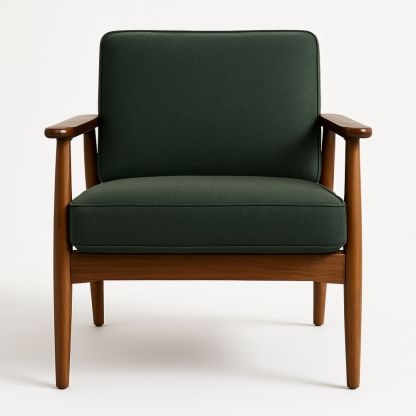 Holzrahmen Sessel mit Polyester Stoff Dunkelgrün