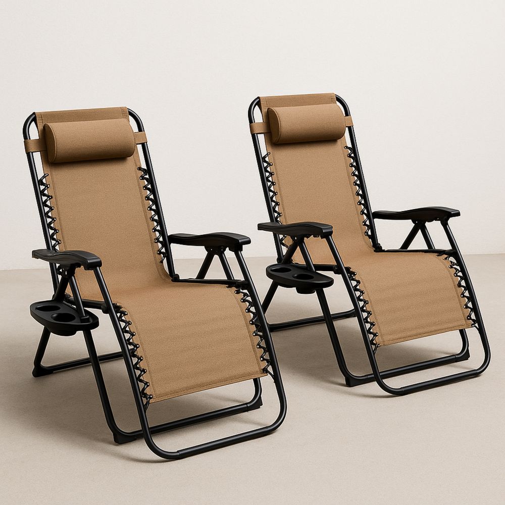 Set aus 2 Liegestühlen Stahl Textilene 178x65x113cm Braun