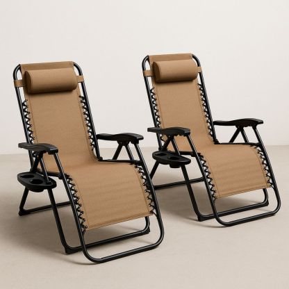 Set aus 2 Liegestühlen Stahl Textilene 178x65x113cm Braun