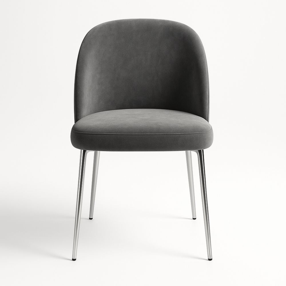 Esszimmerstuhl Samt gepolstert Metallbeine Dunkelgrau