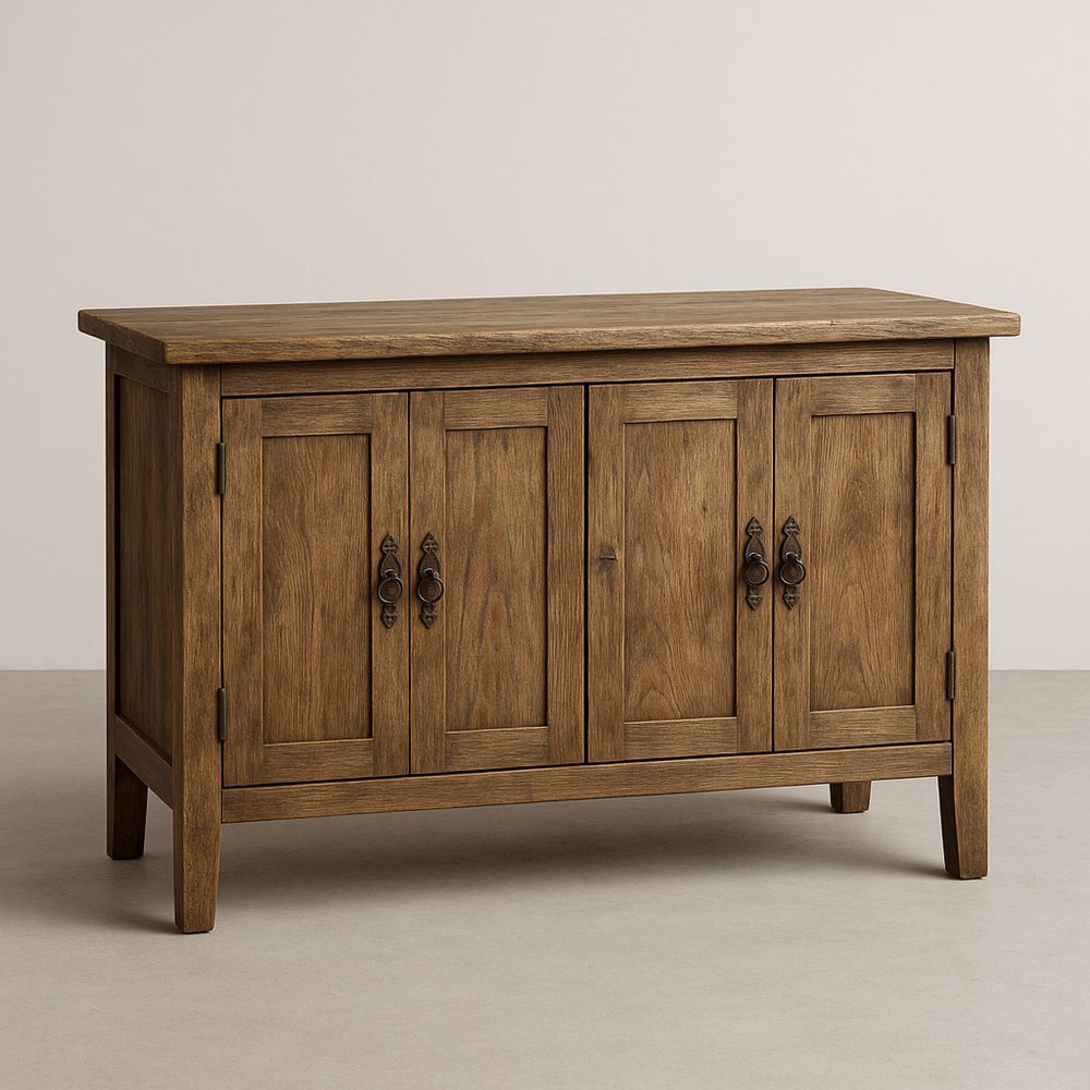 Sideboard aus Eiche Massivholz mit 4 Türen Braun 120x45x80cm