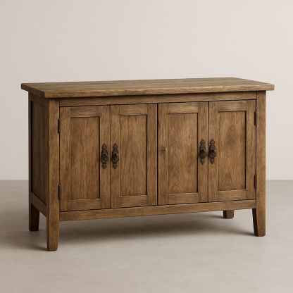 Sideboard aus Eiche Massivholz mit 4 Türen Braun 120x45x80cm