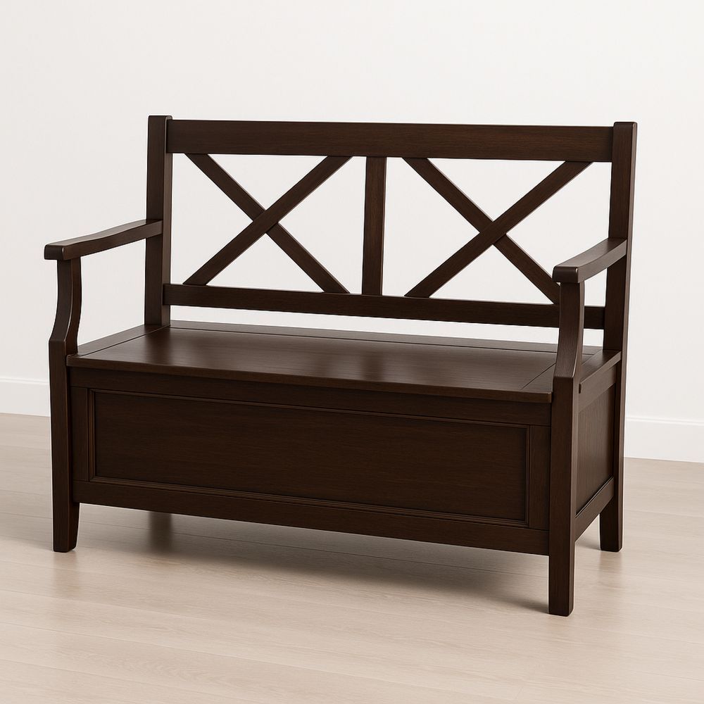 Holzbank mit Stauraum Dunkelbraun 120cm