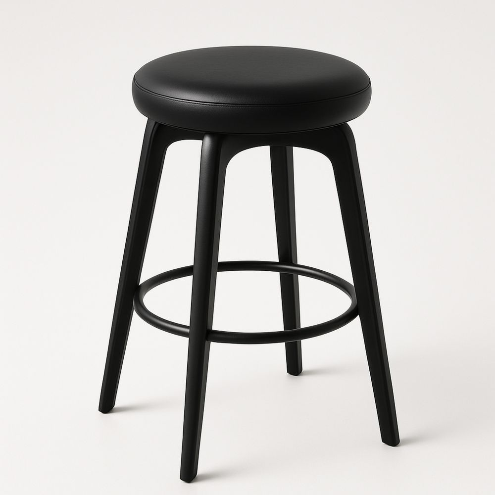 Barhocker mit Kunstleder Sitz Schwarz H76 cm