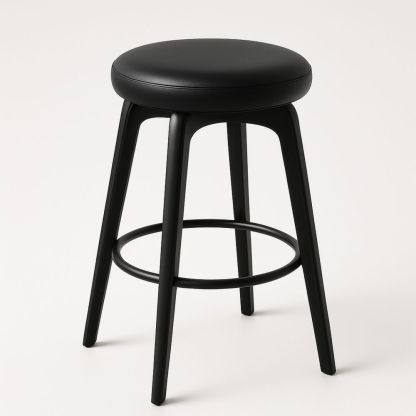 Barhocker mit Kunstleder Sitz Schwarz H76 cm