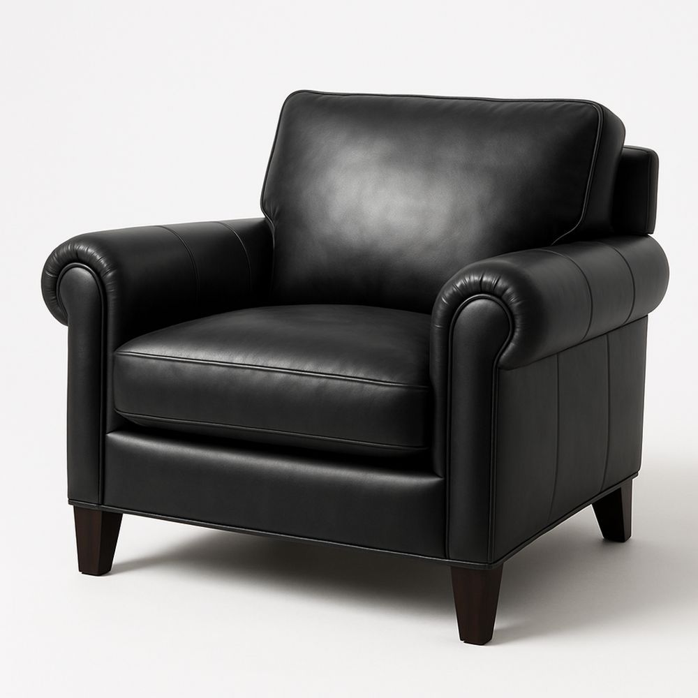 Schwarzer Sessel Leder 100x90x85 cm