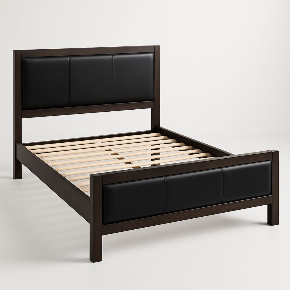 Holzbettgestell mit PU-Leder Schwarz 200x160 cm