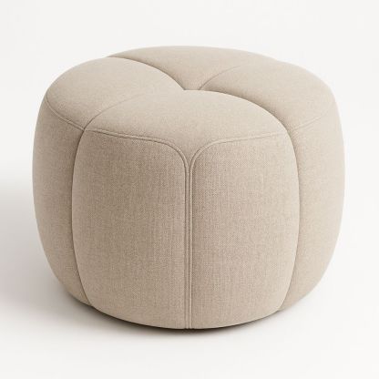 Runder Hocker Stoff Polster 50 cm Beige