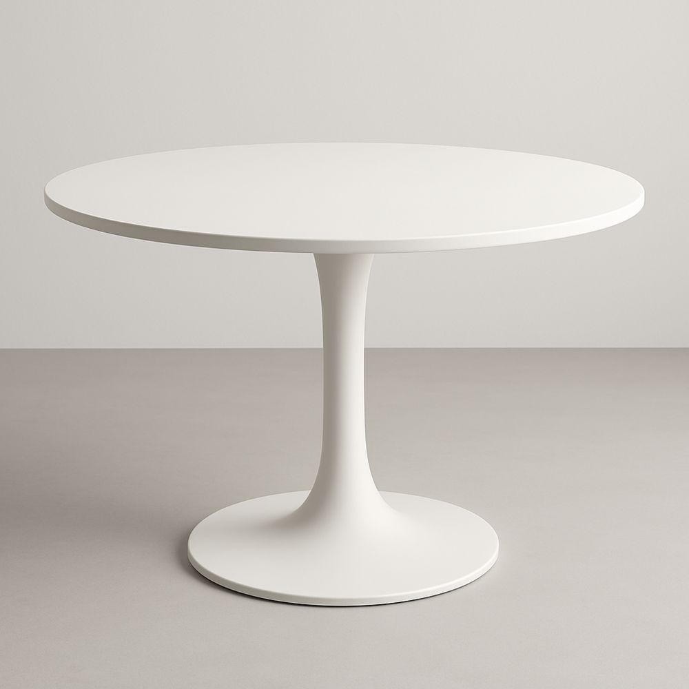 Runder Esstisch MDF Stahl Weiß Ø120cm Höhe 75cm