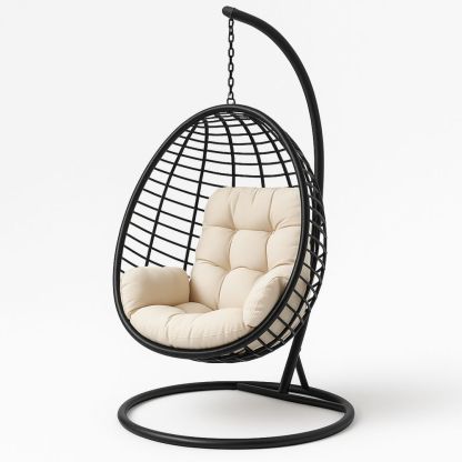 Hängesessel aus Stahl mit Polyesterkissen Beige