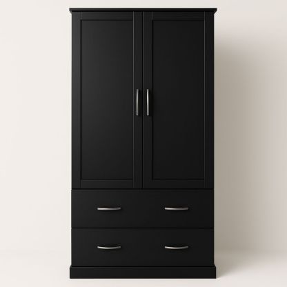 Schwarzer MDF Kleiderschrank mit Schubladen und Türen 180x80x50 cm