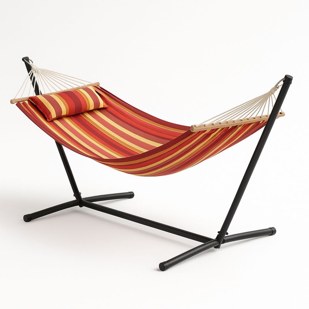 Hängematte mit Stahlgestell Polyester Rot/Gelb