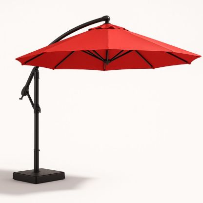 Ampelschirm Polyester/Aluminium Rot Ø 300 cm