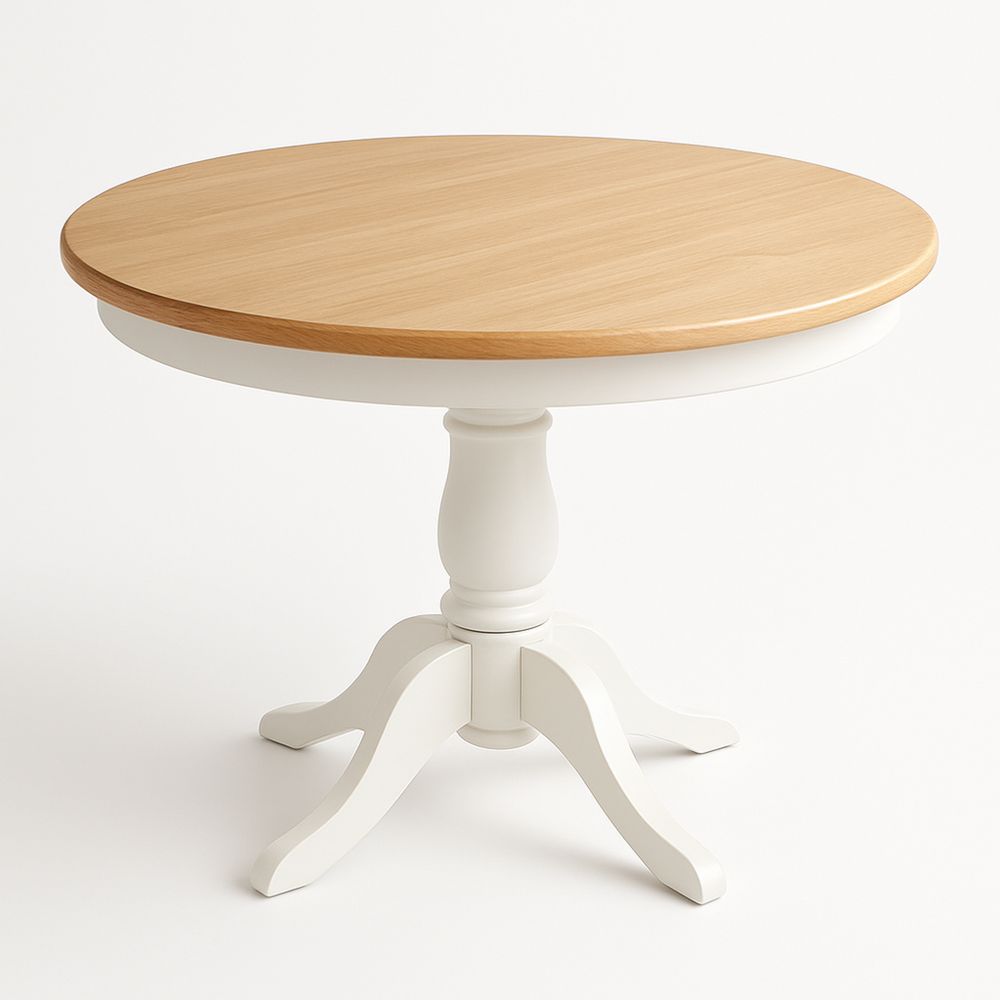 Runder Esstisch aus Holz und MDF 100cm Weiß