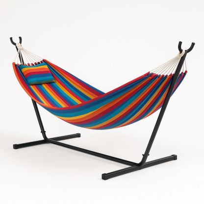 Hängematte mit Gestell Baumwolle 200x150 cm Mehrfarbig