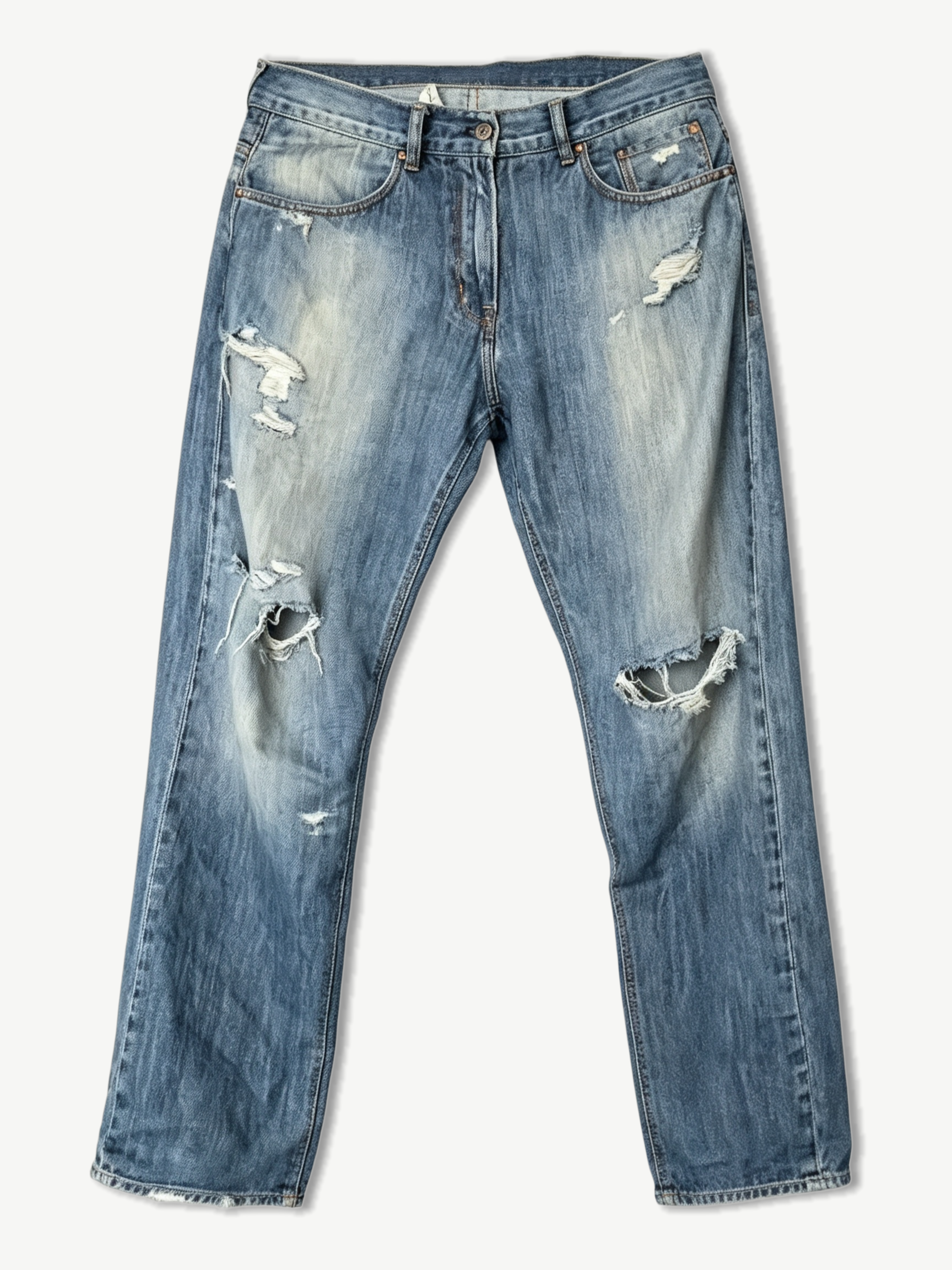 WASHED RIPPED DENIM JEANS
