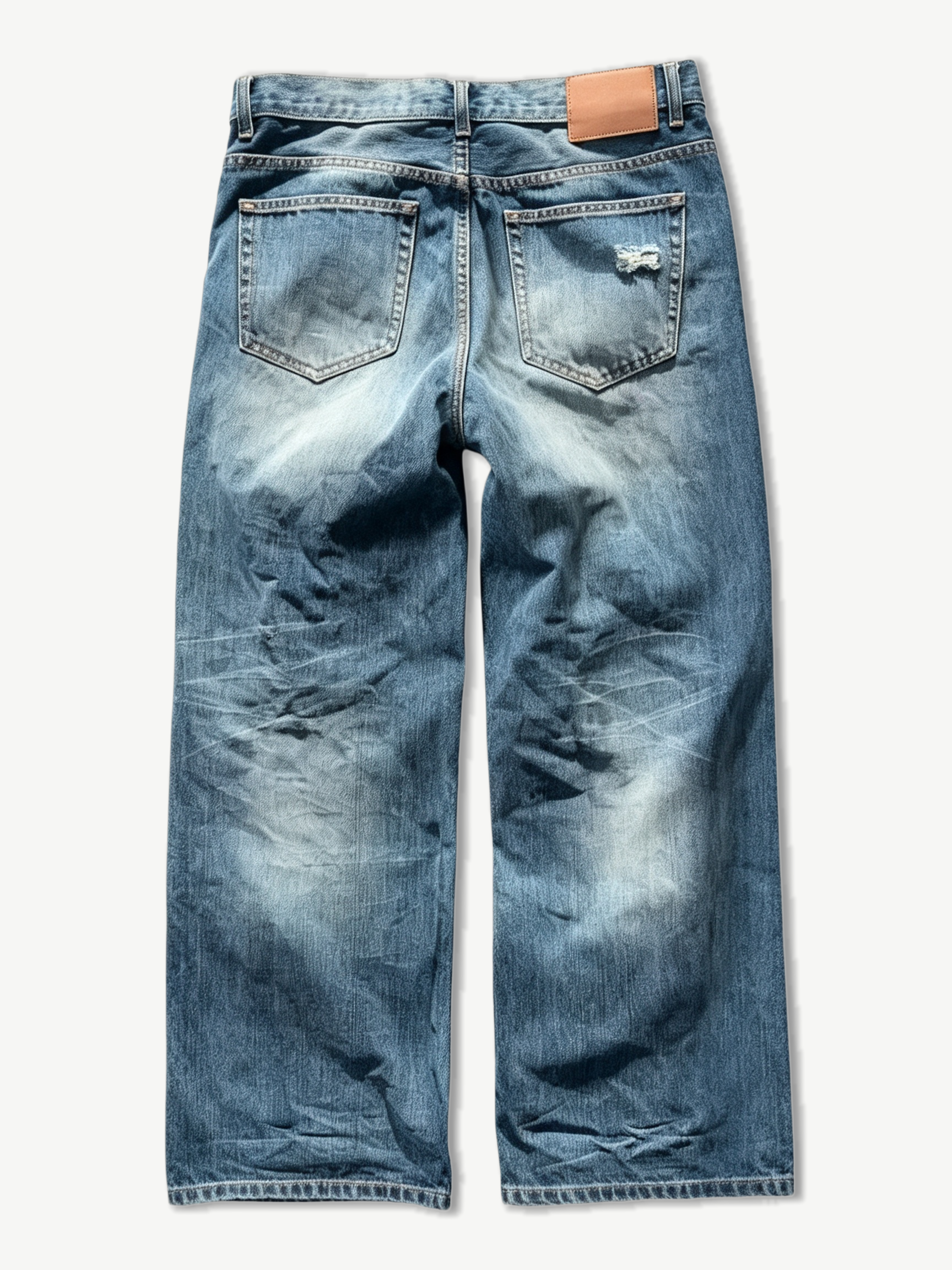 WASHED RIPPED DENIM JEANS