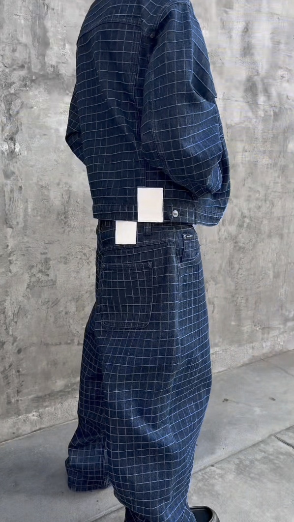 UNIQUE PLAID DENIM JACKET