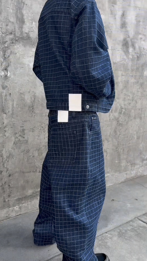 UNIQUE PLAID DENIM JACKET