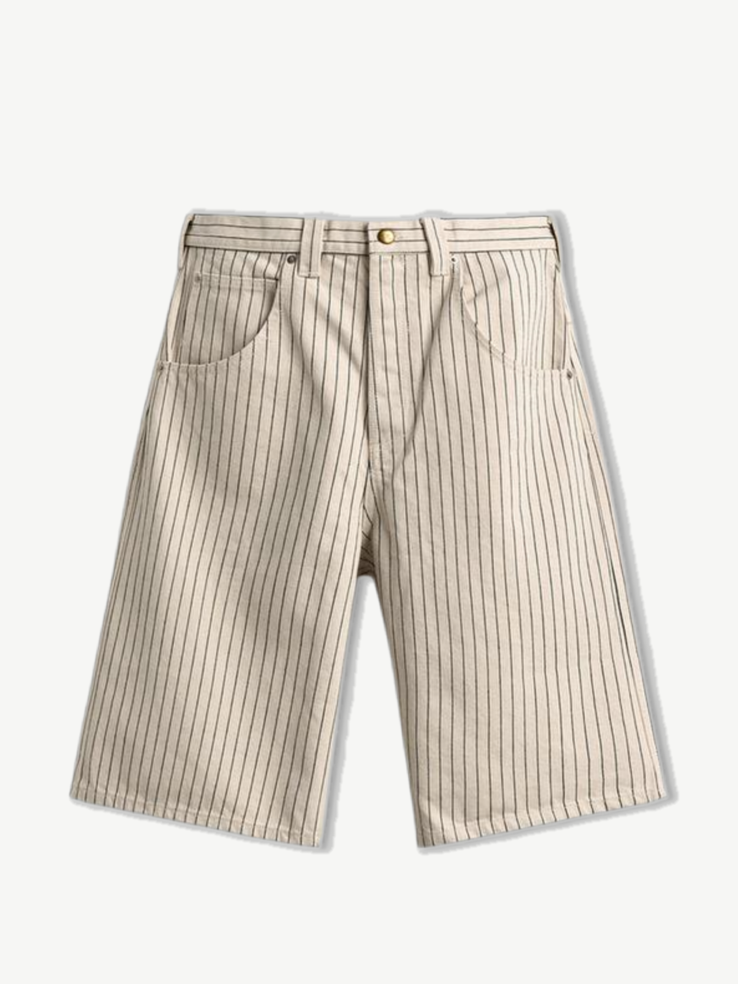 PINSTRIPE WIDE-LEG CAPRI SHORTS