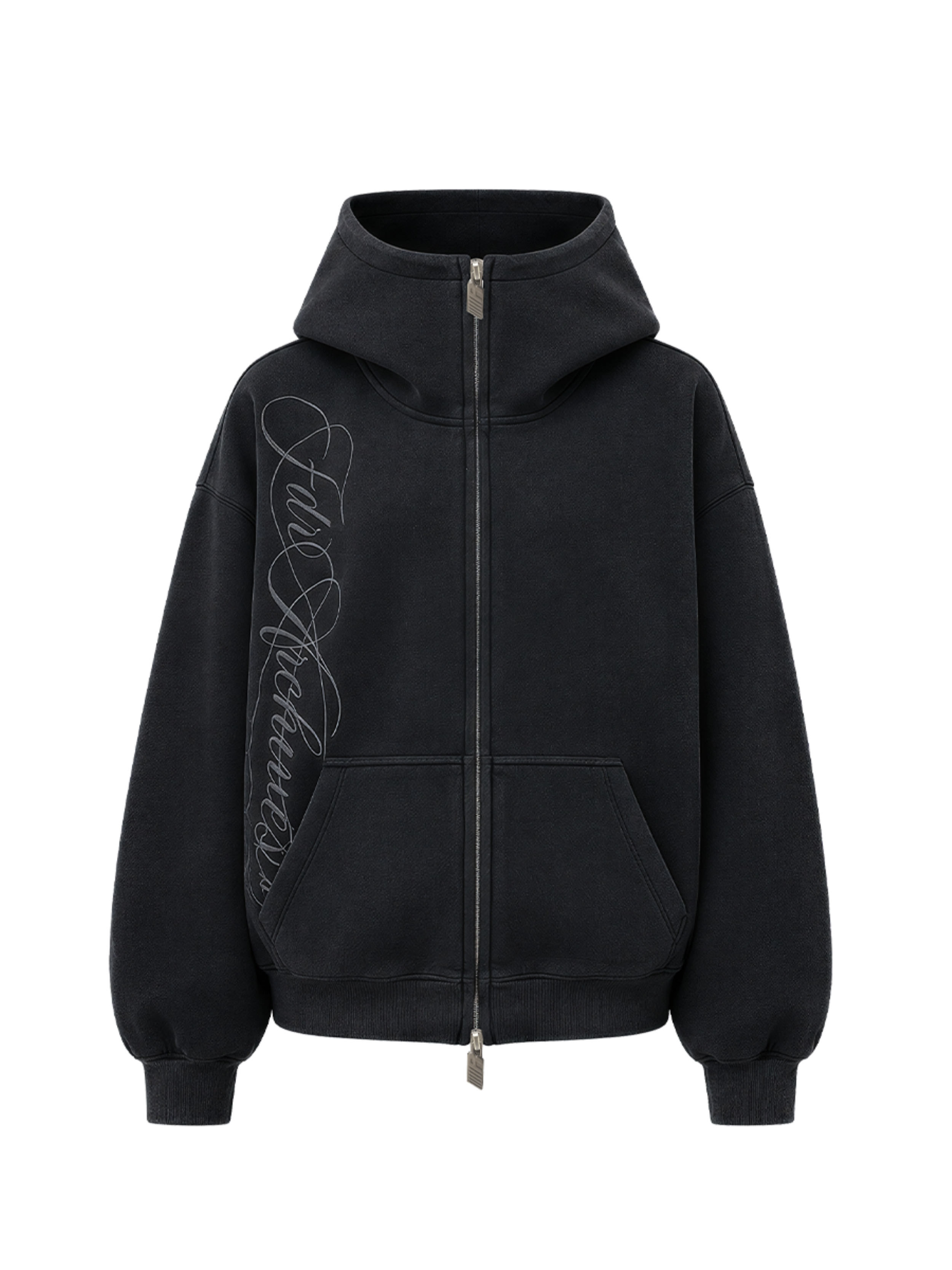 Washed Embroidery Zip Hoodie