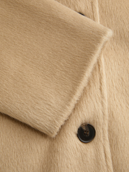 Wool-look Funnel Neck Long Sleeve Oversized Jacket