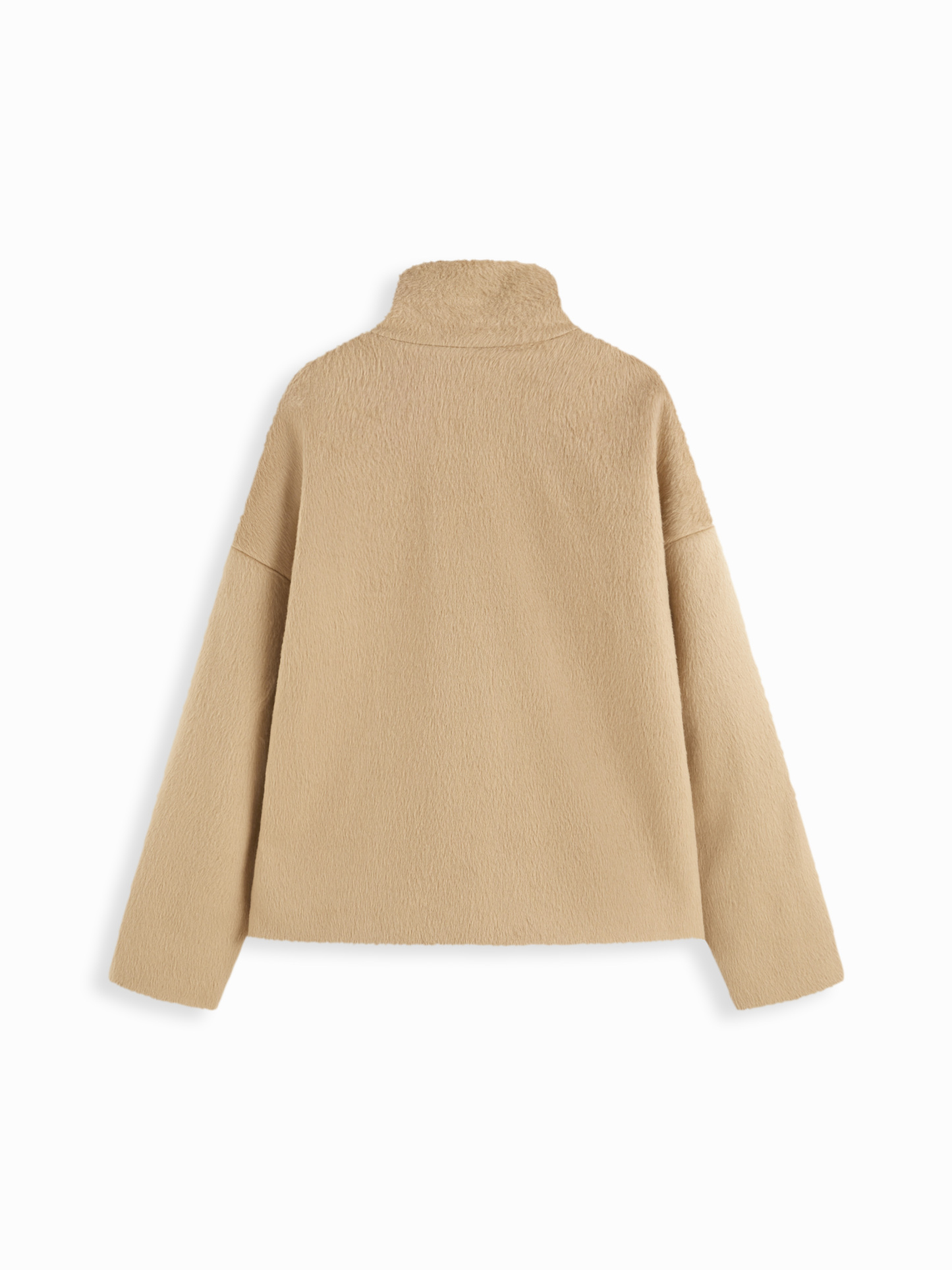 Wool-look Funnel Neck Long Sleeve Oversized Jacket