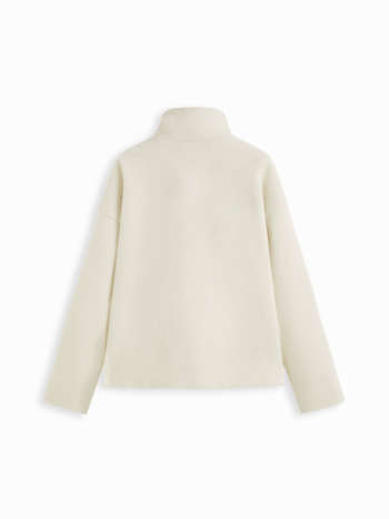 Wool-look Funnel Neck Long Sleeve Oversized Jacket