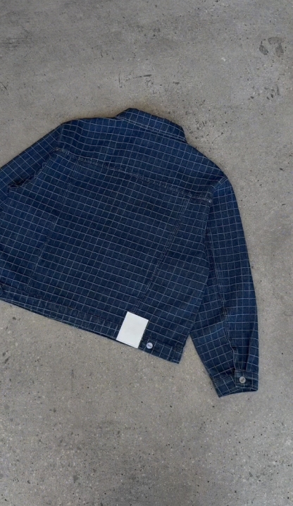 UNIQUE PLAID DENIM JACKET