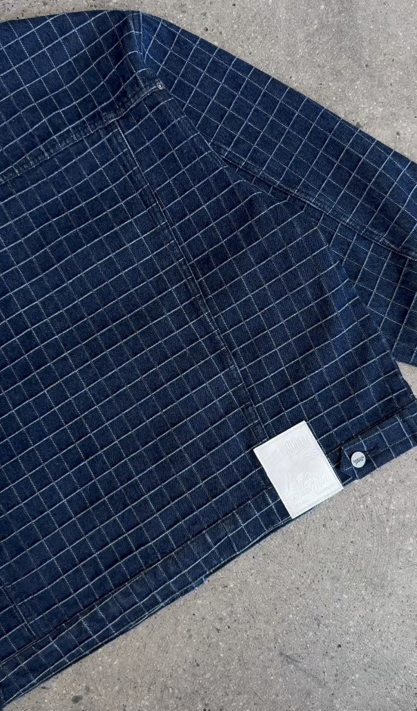 UNIQUE PLAID DENIM JACKET