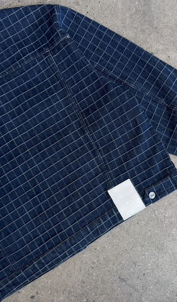 UNIQUE PLAID DENIM JACKET