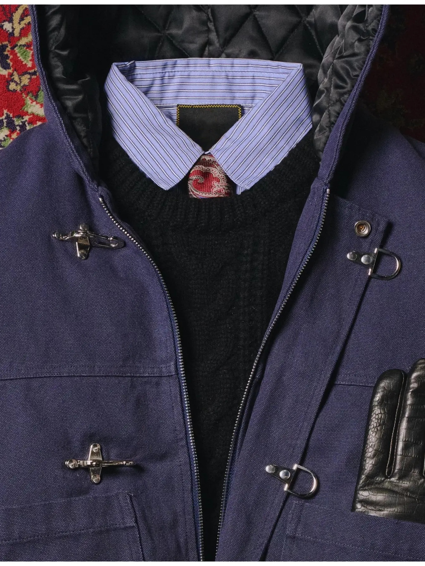 15OZ INDIGO CANVAS CLASP BOMBER JACKET