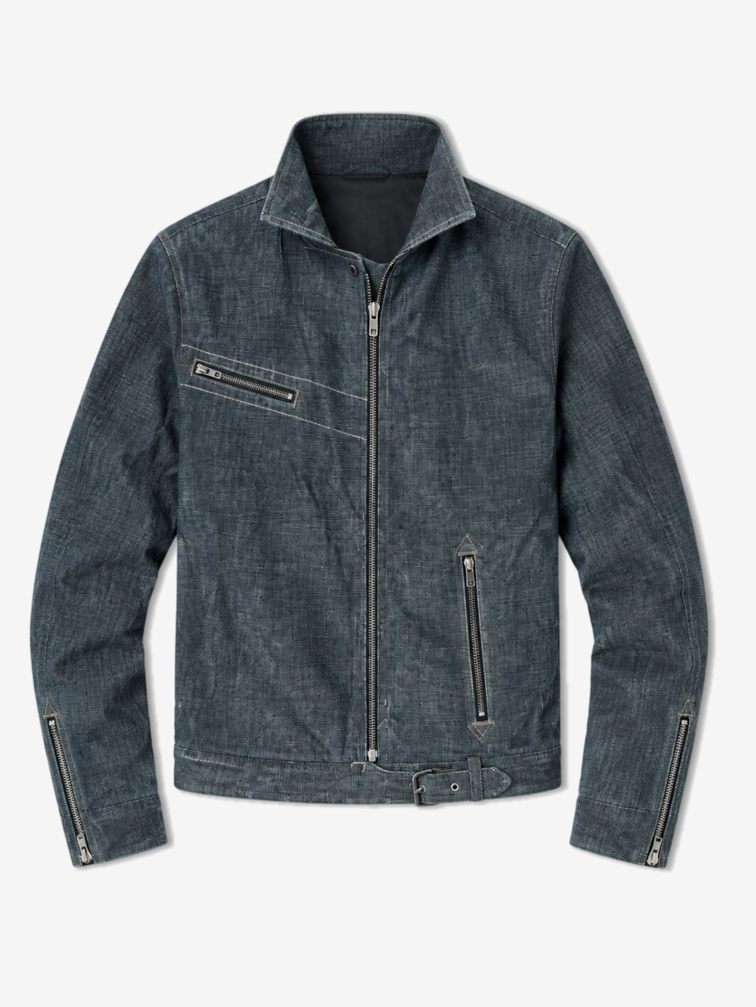 WASHED DENIM ZIP JACKET