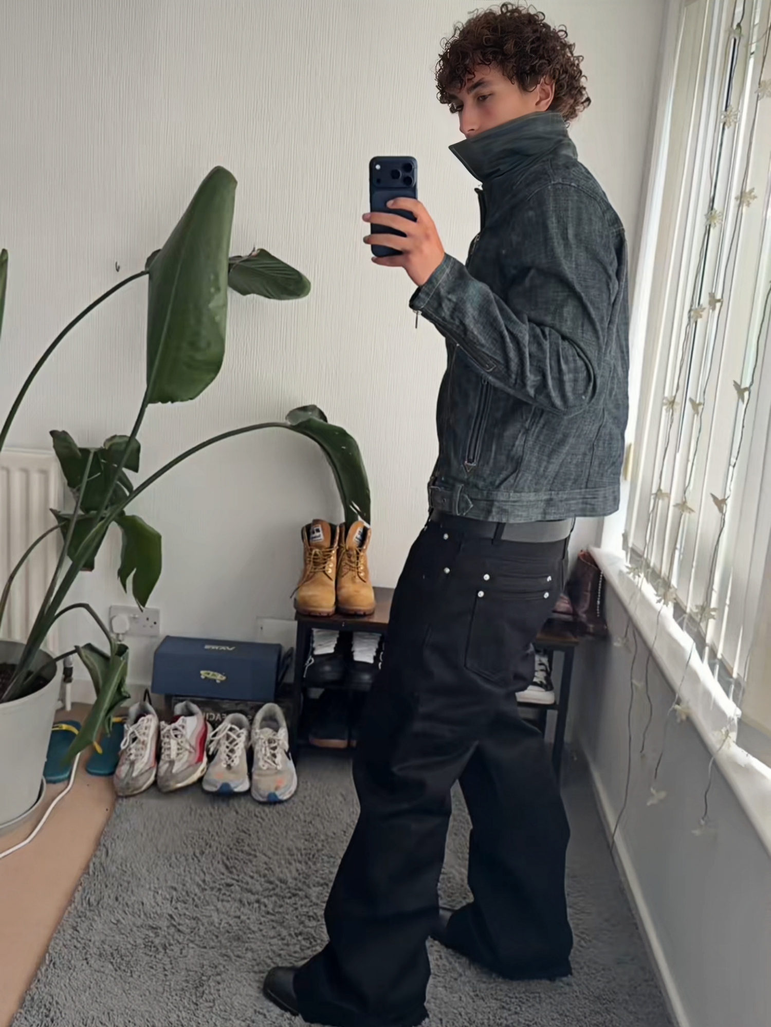 WASHED DENIM ZIP JACKET