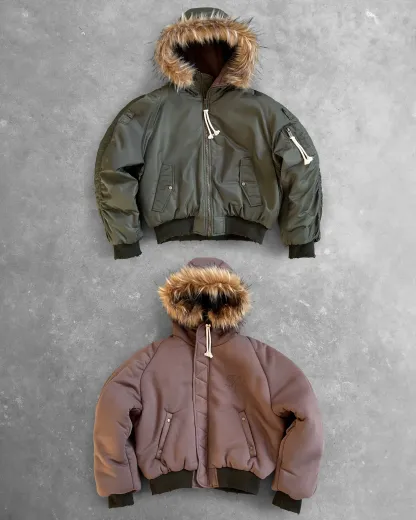 Reaven Black Fur Bomber Jacket