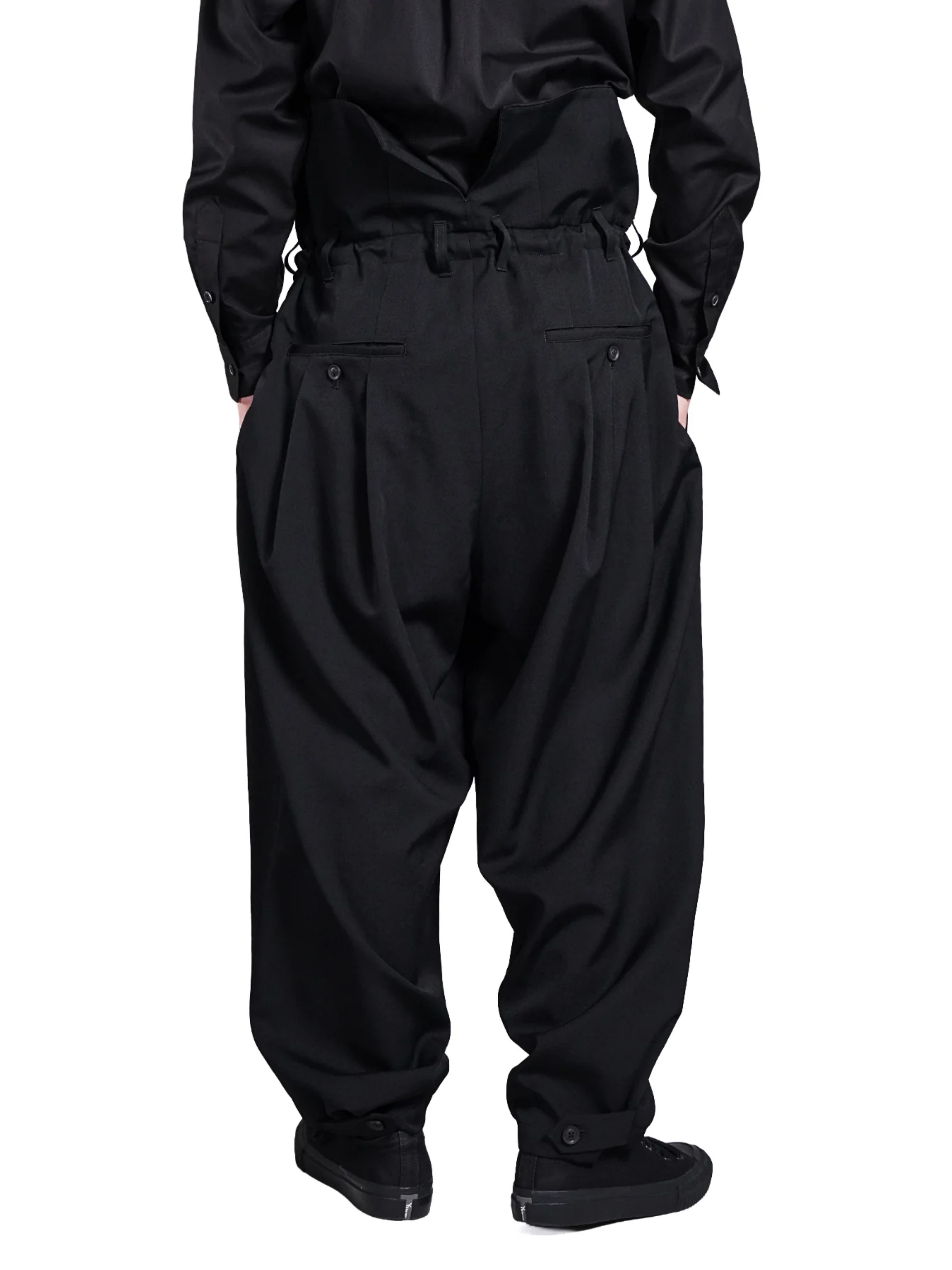 WOOL GABARDINE HIGH WAIST TUCK PANTS
