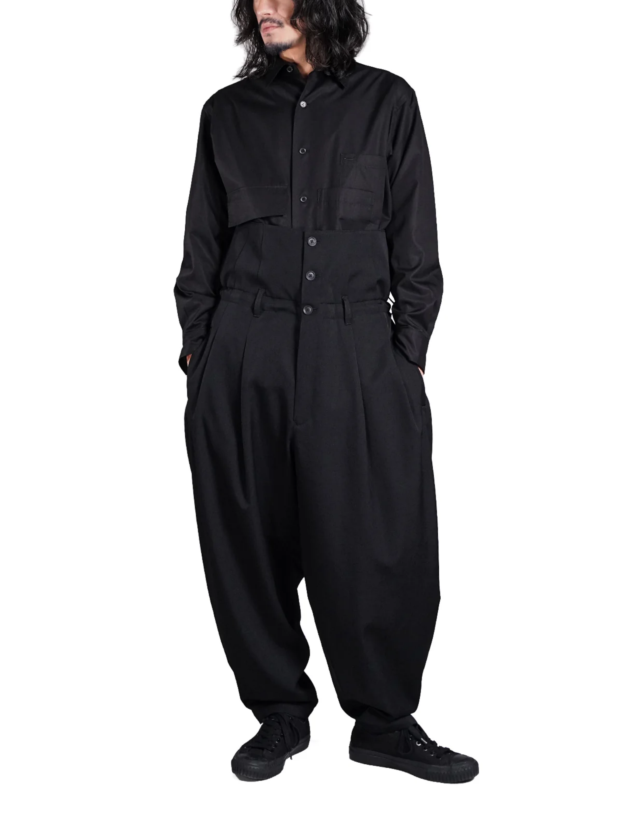 WOOL GABARDINE HIGH WAIST TUCK PANTS