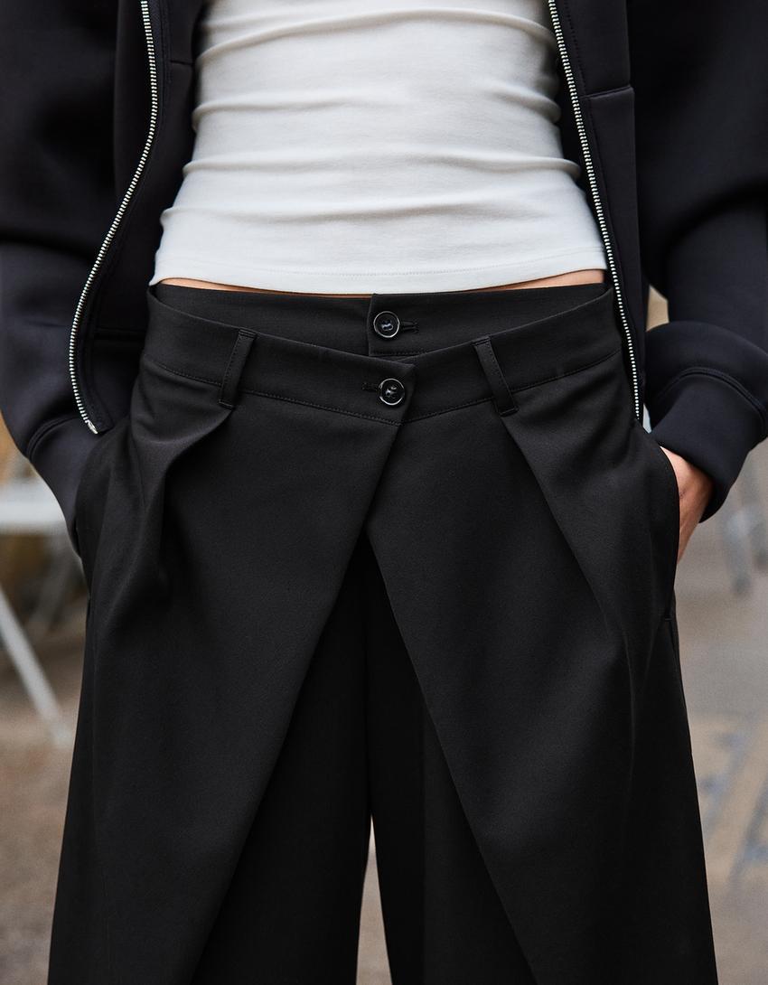 BARREL-SHAPED PLEATED PANTS